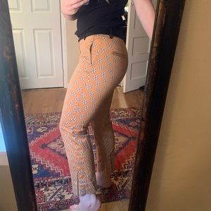 ZARA Slim Geometric Tribal Western Boho Pattern Printed Pants Trousers Small